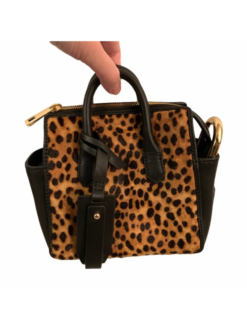 J Crew Genuine Calf Hair Crossbody Leather Mini Satchel Sahara Brown (Leopard) - Picture 7 of 12